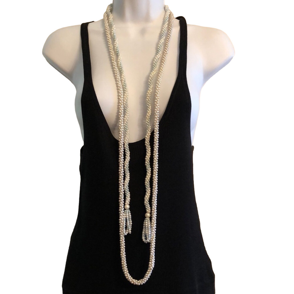 BUNDLE lot 2 vintage seed bead faux pearl necklaces
